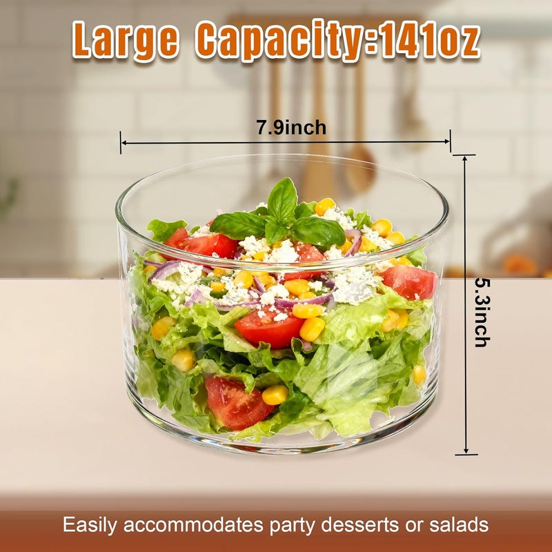 DigNew 141oz Trifle Bowl with Lid, High Borosilicate Glass Serving Bowls with Lids & Bamboo Cover, 2-in-1 Pedestal Salad Bowl & Trifle Dish, 20 Forks & Plates Included for Party - Image 2